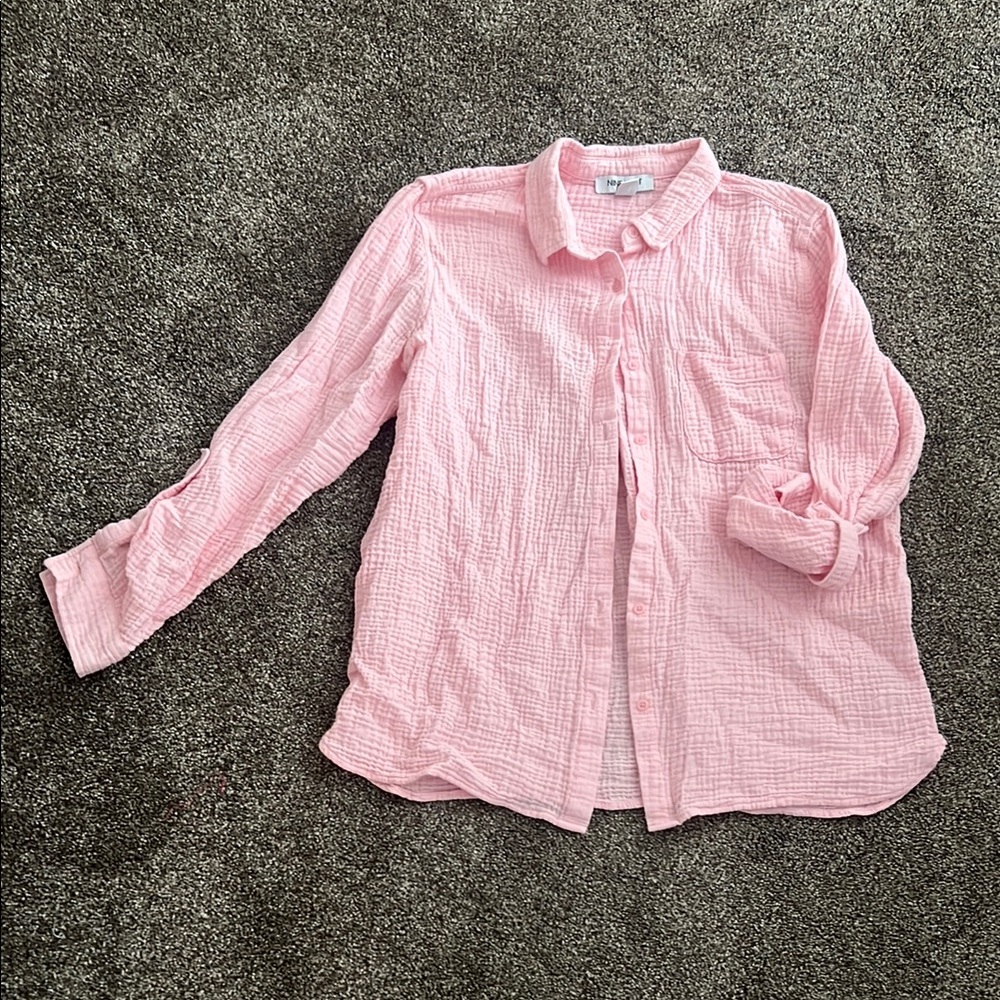 Scrunchie Pink button up Shirt